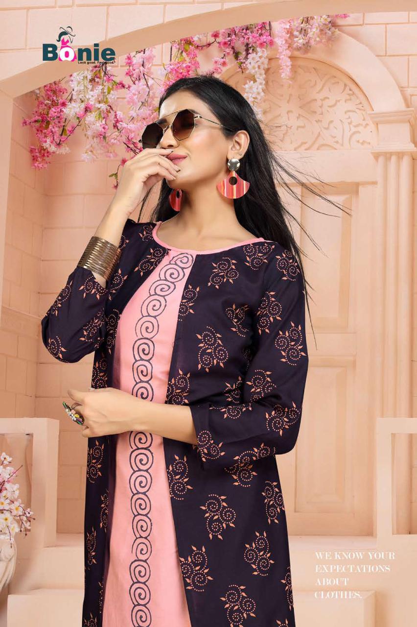 Bonie Chavi 2  Latest Fancy Regular Wear Rayon Printed Kurtis With Skirt Collection 